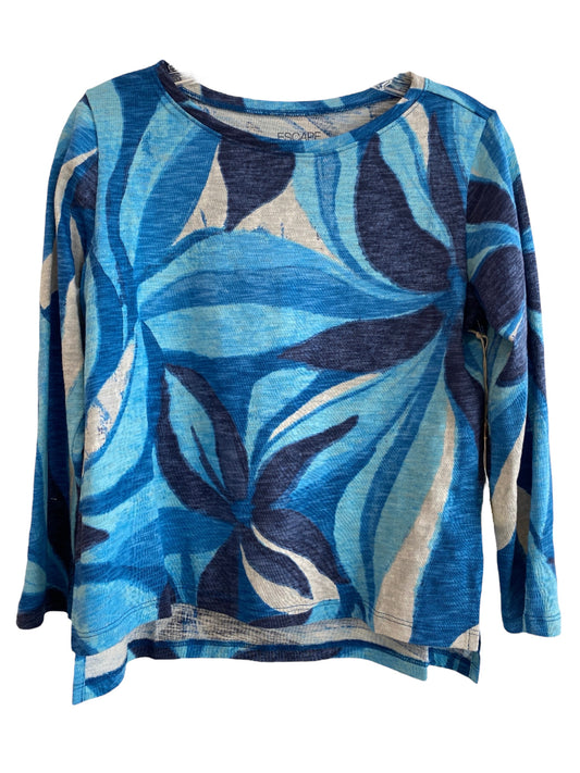 Floral Stepped Hem Boxy Tee-Lapis