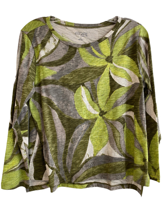 Floral Stepped Hem Boxy Tee-Olive