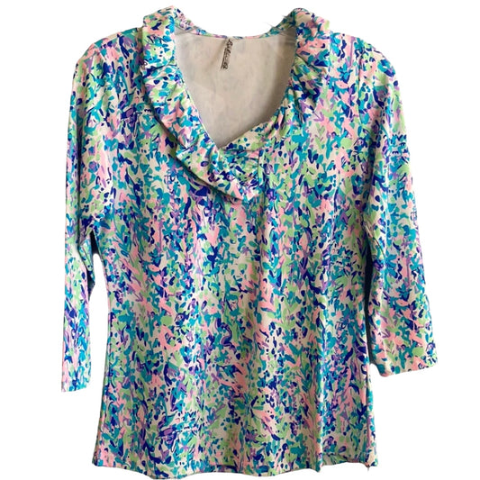 Ruffled Neck 3/4 Sleeve Top-PAVN