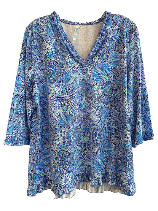 3/4 Sleeve V-Neck Top-TDTU Dot Turtles