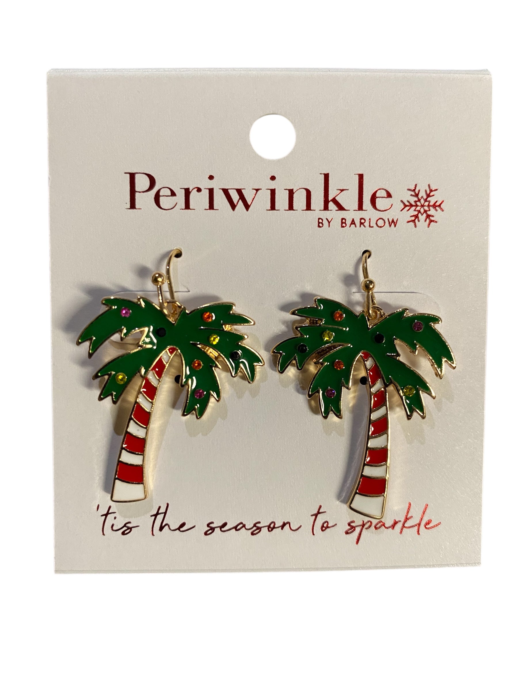 Palm tree earrings with candy cane designs