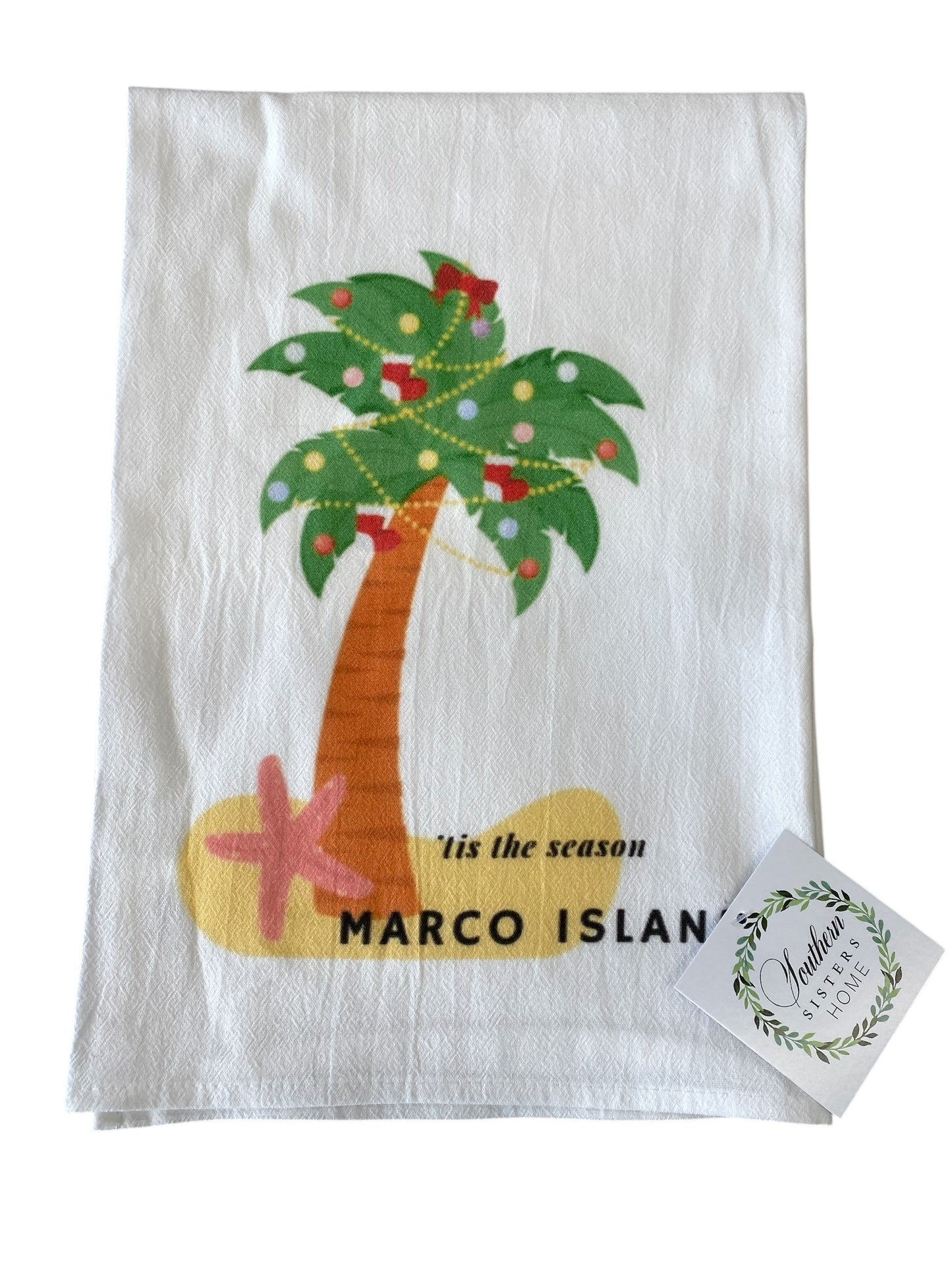 Tea Towel Christmas Palm Tree With Lights