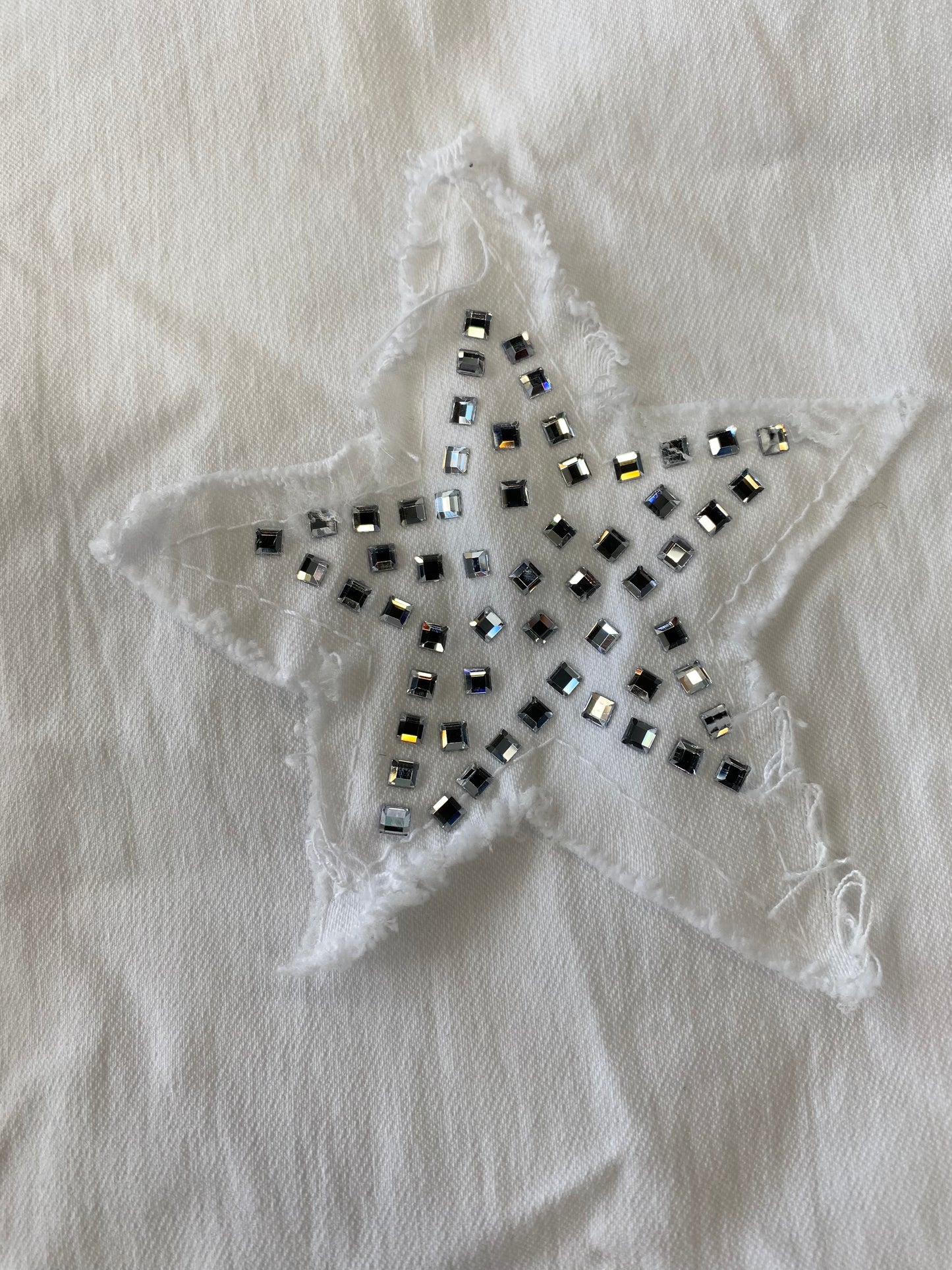 Sequined Stars Tie Waist Pant-White