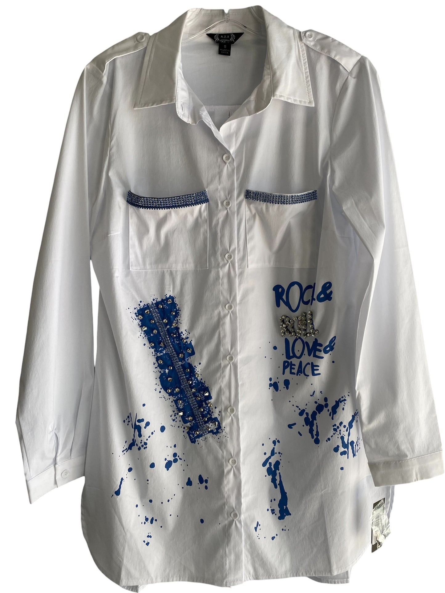 Rocky Blouse-White/Blue