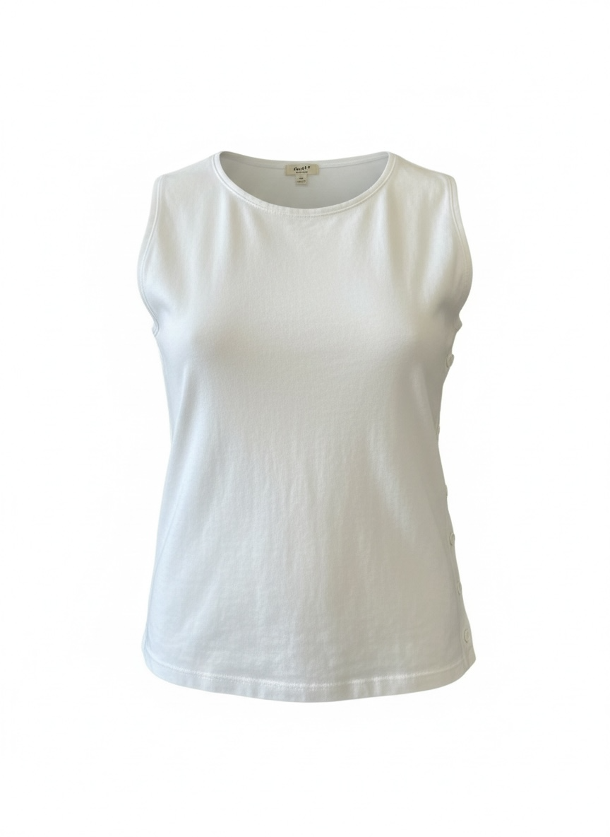 White sleeveless top on a white background