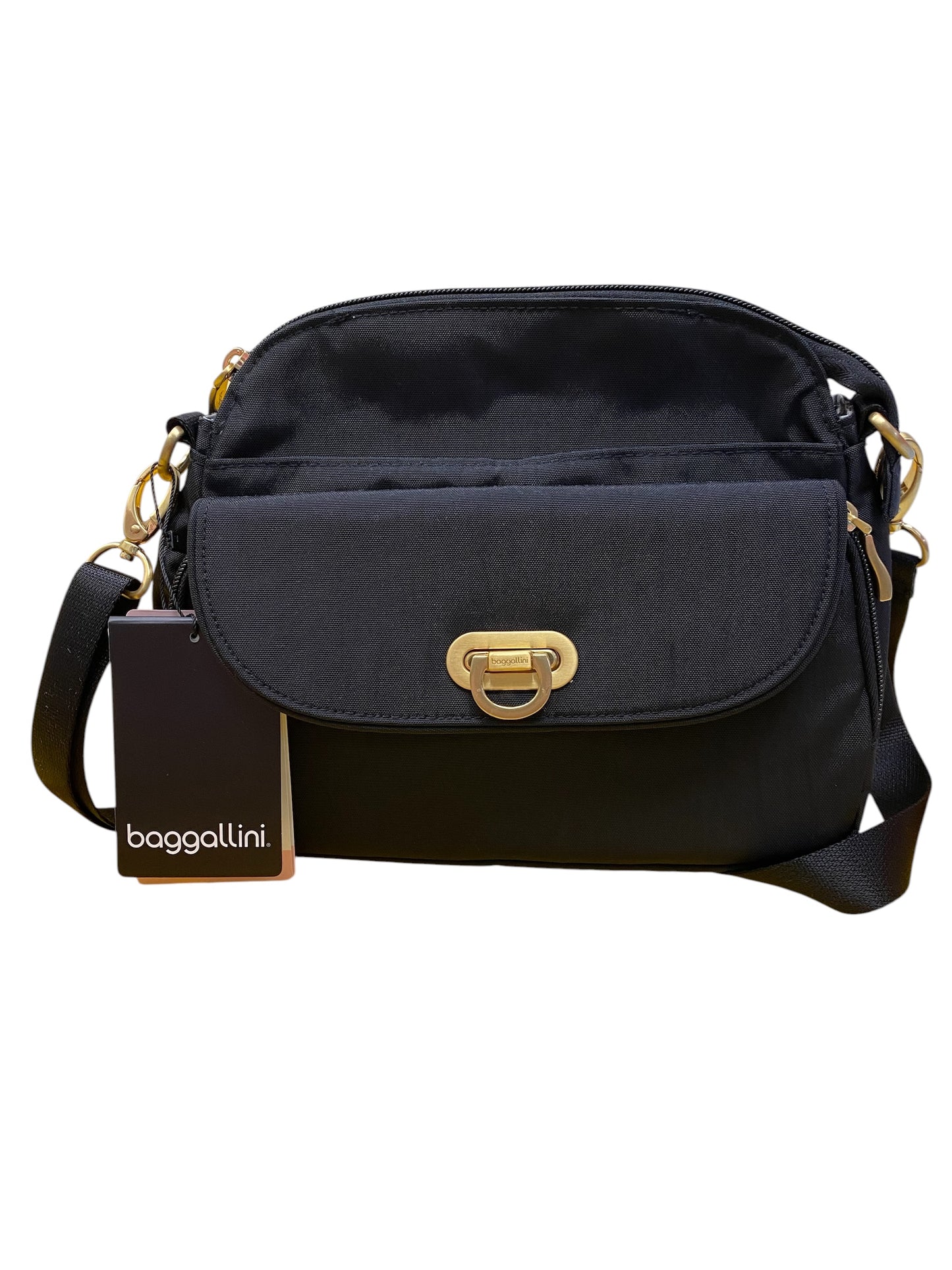 Coastal Flip Lock Crossbody-Black/Gold