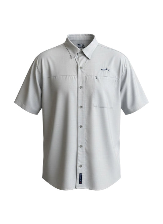 Performance S/S Linen Zip Sport Shirt-Off White