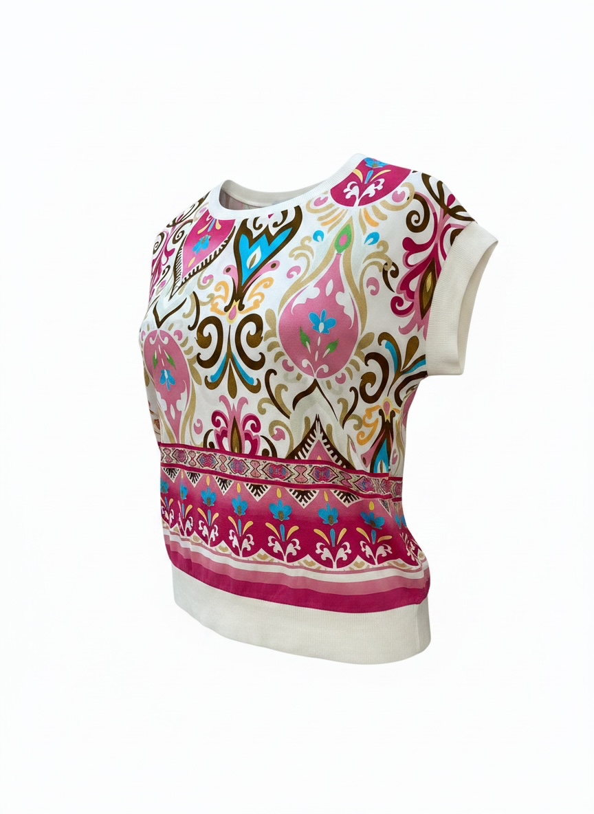 S/S Banded Bottom Top-Hot Pink