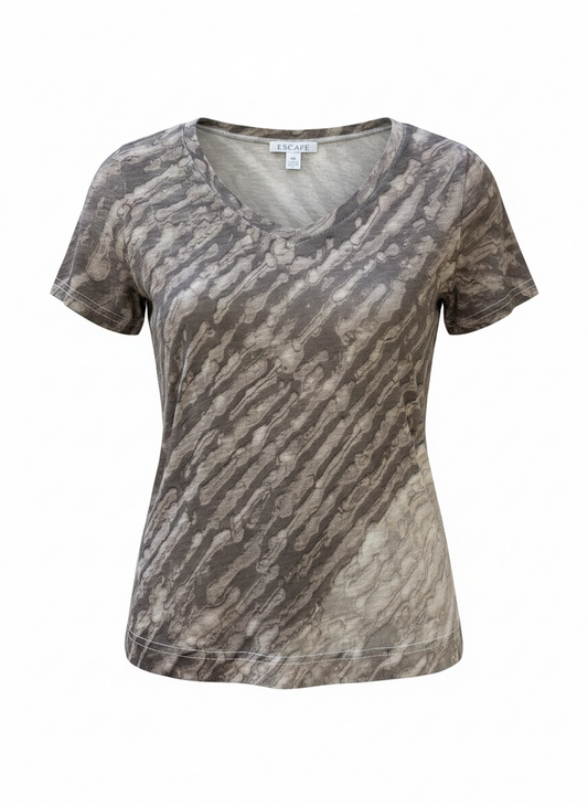 Mystic Dyed V-Neck Tee-Volcano