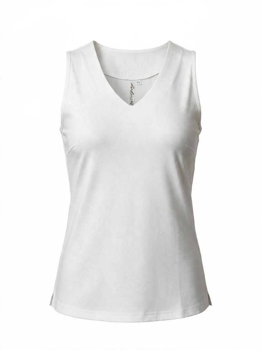 Sleeveless V-Neck-White