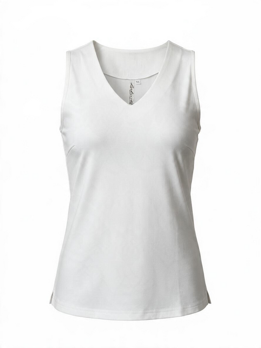 Sleeveless V-Neck-White