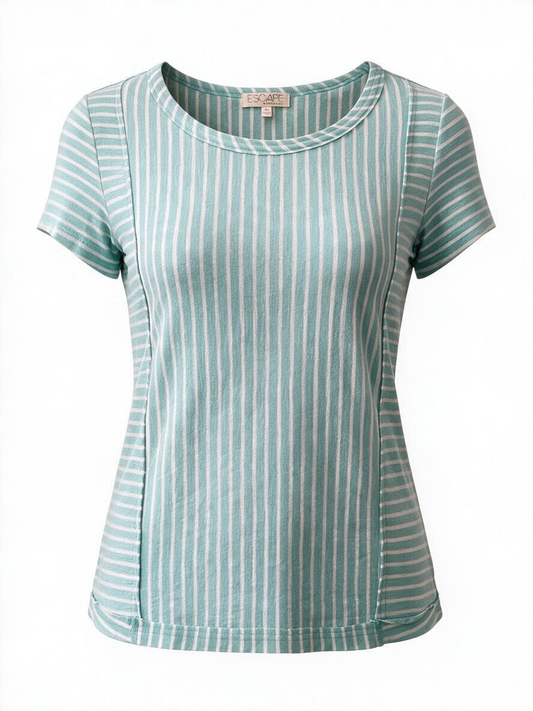 Santabarbara Stripe Seamed Tee-Mint