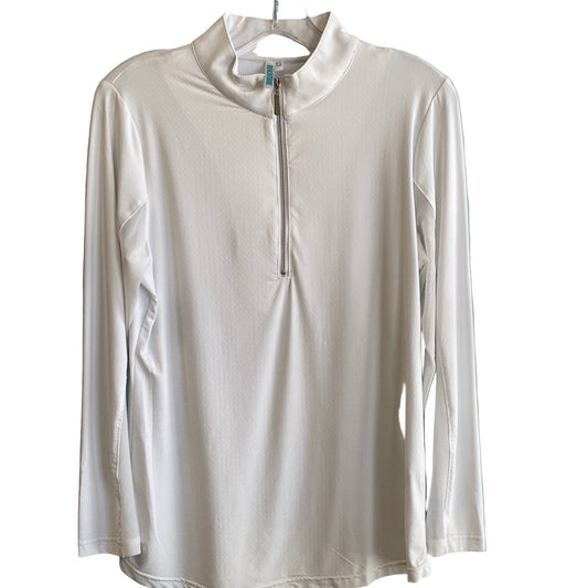 High Neck Zip Pullover-White