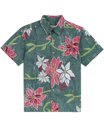 Pua Kalikimaka Short Sleeve Shirt-Green