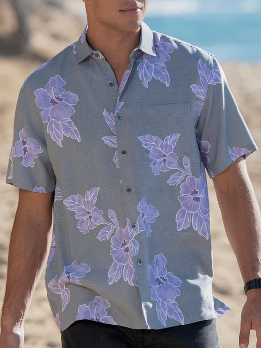 Aloha Breeze Button Up Shirt-Pebble