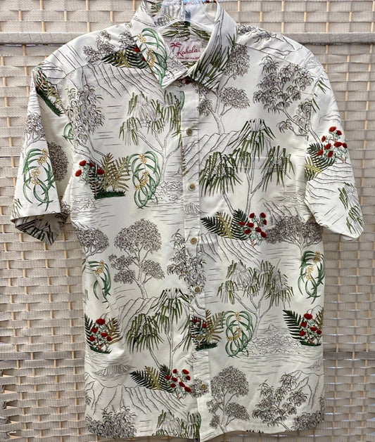 Tree and Wind Print Button UP