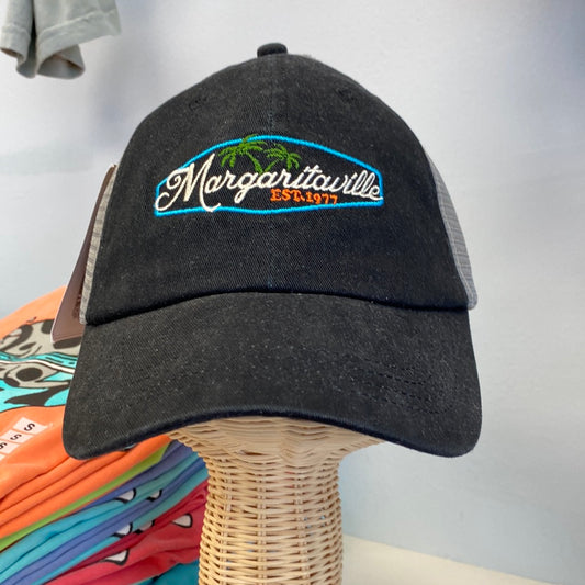 Margaritaville Logo Mesh Hat-Black and Gray