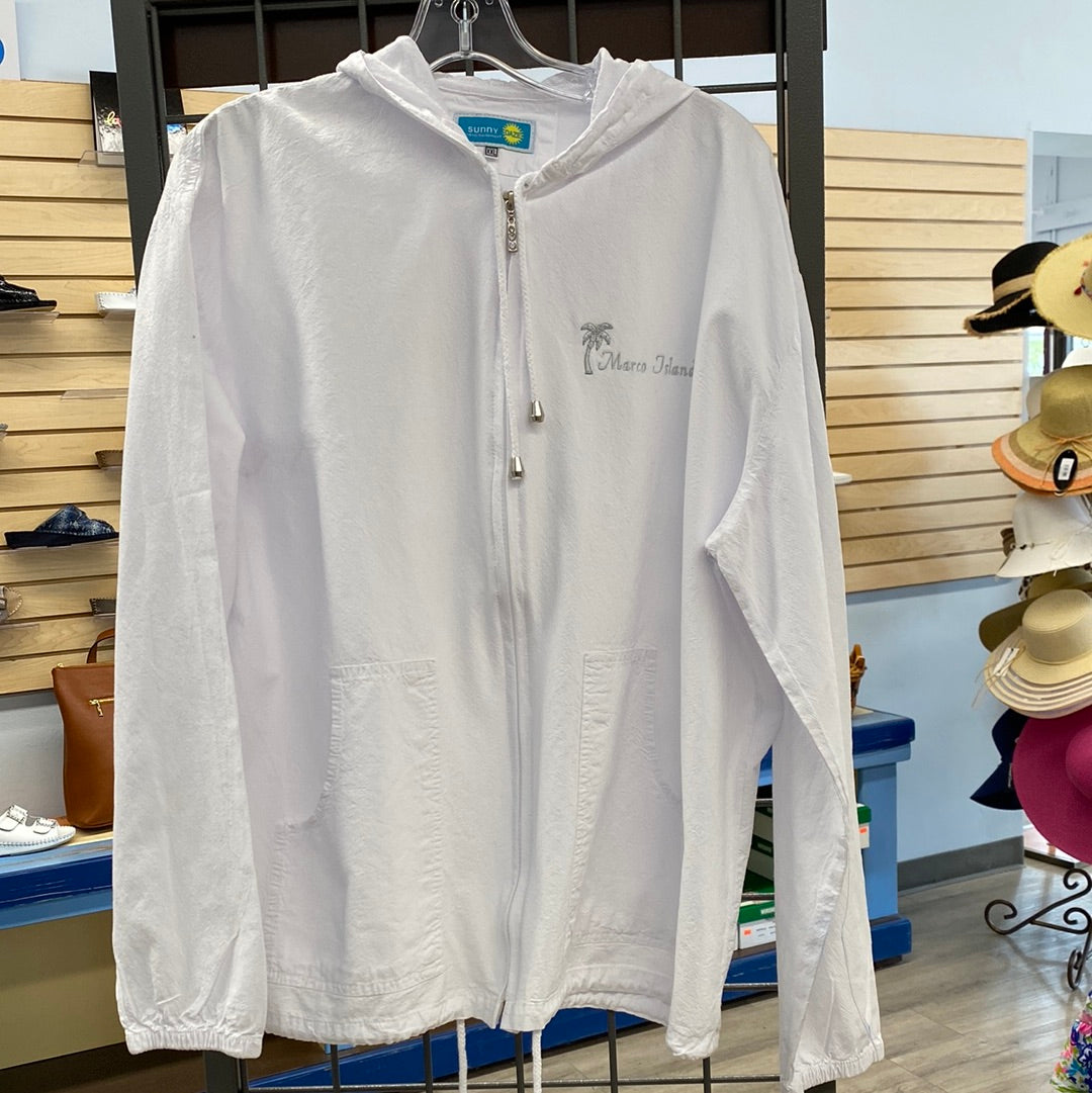 Cotton MI Zip Up Jacket-White